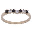 9ct Yellow Gold Sapphire and Cubic Zirconia Wishbone Ring