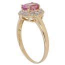 18ct Yellow Gold 0.05ct Diamond and Pink Topaz Cluster Ring