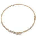 9ct Yellow Gold 0.10ct Diamond And Sapphire Leopard Bangle