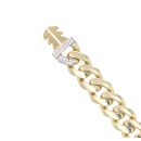 14ct Yellow Gold Monaco Classic Pave Lock Curb Bracelet 8"