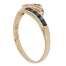 18ct Yellow Gold 0.05ct Diamond and Sapphire Crossover Ring