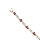 9ct Yellow Gold 0.05ct Diamond And Garnet Bracelet 7.5"