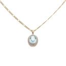 9ct Yellow Gold 0.02ct Diamond And Blue Topaz Cluster Pendant And Chain 20"