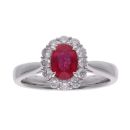 18ct White Gold Ruby And Diamond Cluster Ring