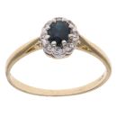 18ct Yellow Gold 0.15ct Diamond and Sapphire Cluster Ring
