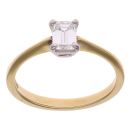 18ct Yellow Gold 0.55ct Emerald Cut Diamond Solitaire Ring