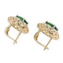 14ct Yellow and White Gold Green Gemstone Earrings