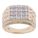 9ct Yellow Gold Cubic Zirconia Nugget Signet Ring
