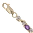 9ct Yellow Gold 0.10ct Diamond And Amethyst Bracelet 7"