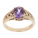 9ct Yellow Gold Created Amethyst Ring