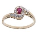 9ct Yellow Gold 0.05ct Diamond and Ruby Cluster Ring