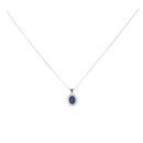 18ct White Gold Sapphire and Diamond Cluster Pendant and Chain 16"