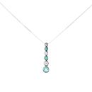 9ct White Gold 0.17cts Diamond and Emerald Pendant and 16" Chain by Anya Belle