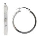 Silver Greek Key Hoop Earrings By Icesia