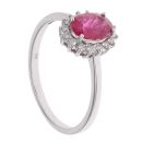 9ct White Gold 0.11ct Diamond and Ruby Cluster Ring