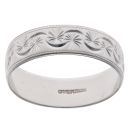 9ct White Gold Patterned Wedding Band 5mm