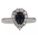 9ct White Gold 0.37ct Diamond And Sapphire Ring