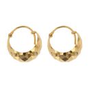 22ct Yellow Gold Faceted Basket Hoop Earrings