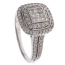 18ct White Gold 1.00ct Princess and Brilliant Cut Diamond Cluster Ring