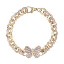 9ct Yellow Gold Cubic Zirconia Butterfly Belcher Bracelet 6"