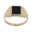9ct Yellow Gold Onyx Patterned Signet Ring