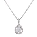 14ct White Gold 0.60ct Brilliant Cut Diamond Fancy Cluster Pendant and Chain 18"