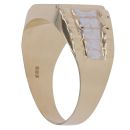 14ct Yellow and White Gold Patterned Signet Ring