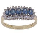 18ct Yellow Gold 0.25ct Brilliant Cut Diamond and Sapphire Cluster Ring