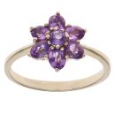 9ct Yellow Gold Amethyst Cluster Ring