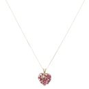 9ct Yellow Gold Ruby Cluster Heart Pendant and Chain 18"