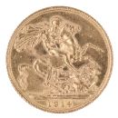 1914 George V Large Head UK Full Sovereign Coin