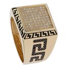 14ct Yellow Gold Cubic Zirconia Greek Key Ring