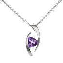 925 Sterling Silver Amethyst Pendant And Chain 18"