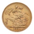 1880 Victoria Young Head Australia Full Sovereign Coin