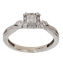 9ct White Gold 0.25ct Princess and Brilliant Cut Diamond Cluster Ring