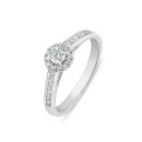 9ct White Gold Lab Grown Diamond Halo Solitaire Ring G VS