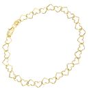 9ct Yellow Gold 7.5" Heart Bracelet