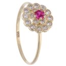 14ct Yellow Gold Child's Red & Cubic Zirconia Gemstone Cluster Ring