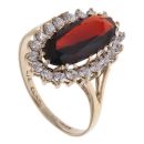 9ct Yellow Gold Cubic Zirconia and Garnet Cluster Ring