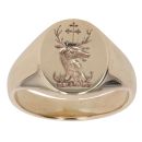 9ct Yellow Gold Patterned Deer Signet Ring