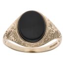 9ct Yellow Gold Onyx Patterned Signet Ring