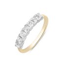 Silver 18ct Yellow Gold Plated 0.70ct Asscher Cut Lab Grown Diamond Seven Stone Ring