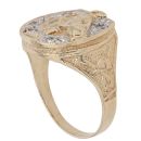 9ct Yellow Gold Cubic Zirconia Patterned Horseshoe Ring