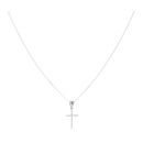 Silver Cubic Zirconia Cross Pendant And Chain 18" By Icesia