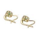 14ct Yellow Gold Cubic Zirconia And Green Stone Set Cluster Earrings