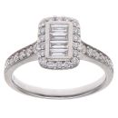 Platinum 0.63ct Brilliant and Baguette Cut Diamond Cluster Ring