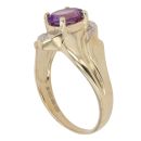 9ct Yellow Gold 0.02ct Brilliant Cut Diamond and Amethyst Twist Ring