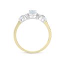 9ct Yellow Gold Aquamarine Look Sky Blue Topaz Diamond Halo Ring