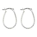 Silver Diamond Cut Oval Hoop Earrings By Icesia