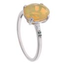 9ct White Gold 0.02ct Sapphire and Opal Ring